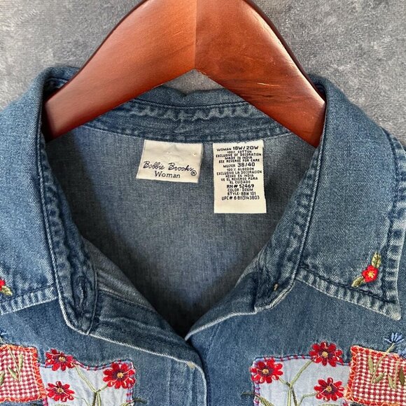 Bobbie Brooks Embroidered Denim Vest, 18W/20W - Picture 4 of 4